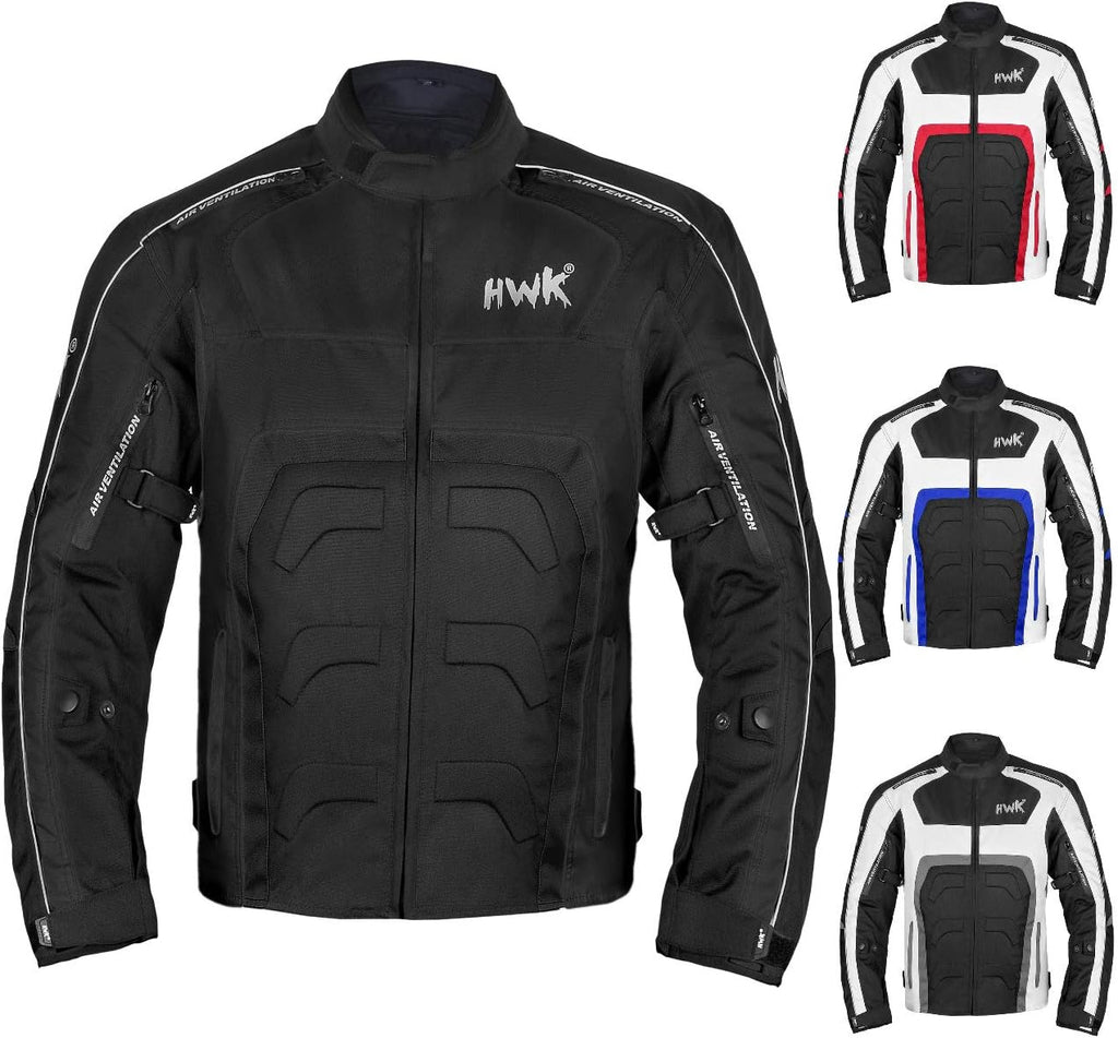 Textile Motorcycle Jacket for Men Dualsport Enduro Motorbike Biker Riding Jacket Breathable CE ARMORED WATERPROOF (Black, L)