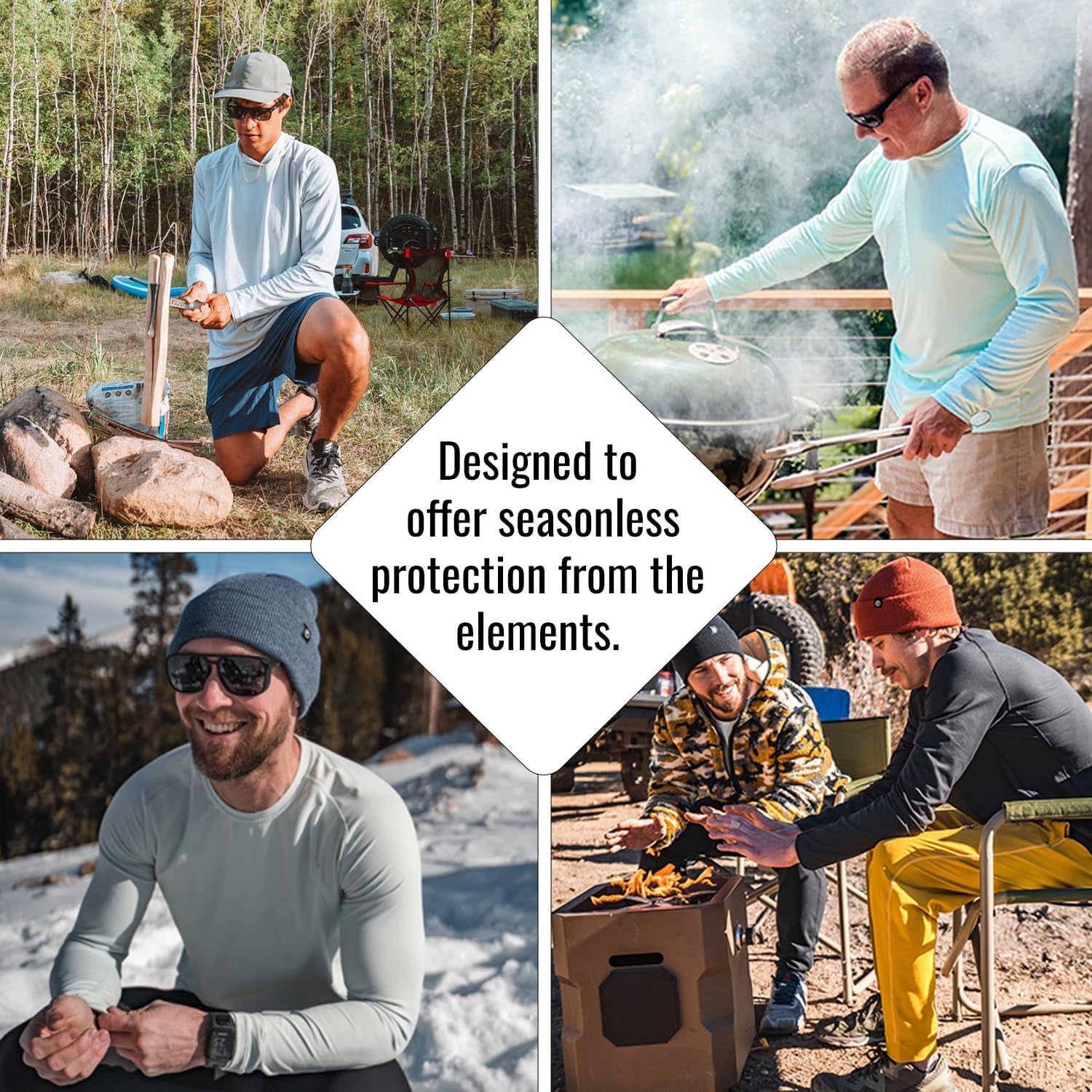 Men'S Outdoor UPF 50+ Long Sleeve T-Shirt, UV Sun Protection for Fishing, Running, Hiking