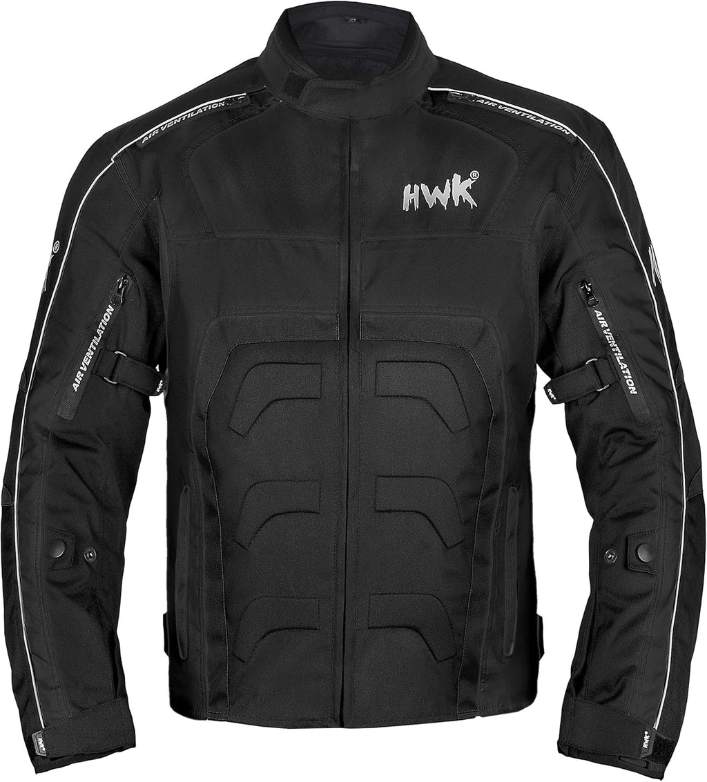 Textile Motorcycle Jacket for Men Dualsport Enduro Motorbike Biker Riding Jacket Breathable CE ARMORED WATERPROOF (Black, L)